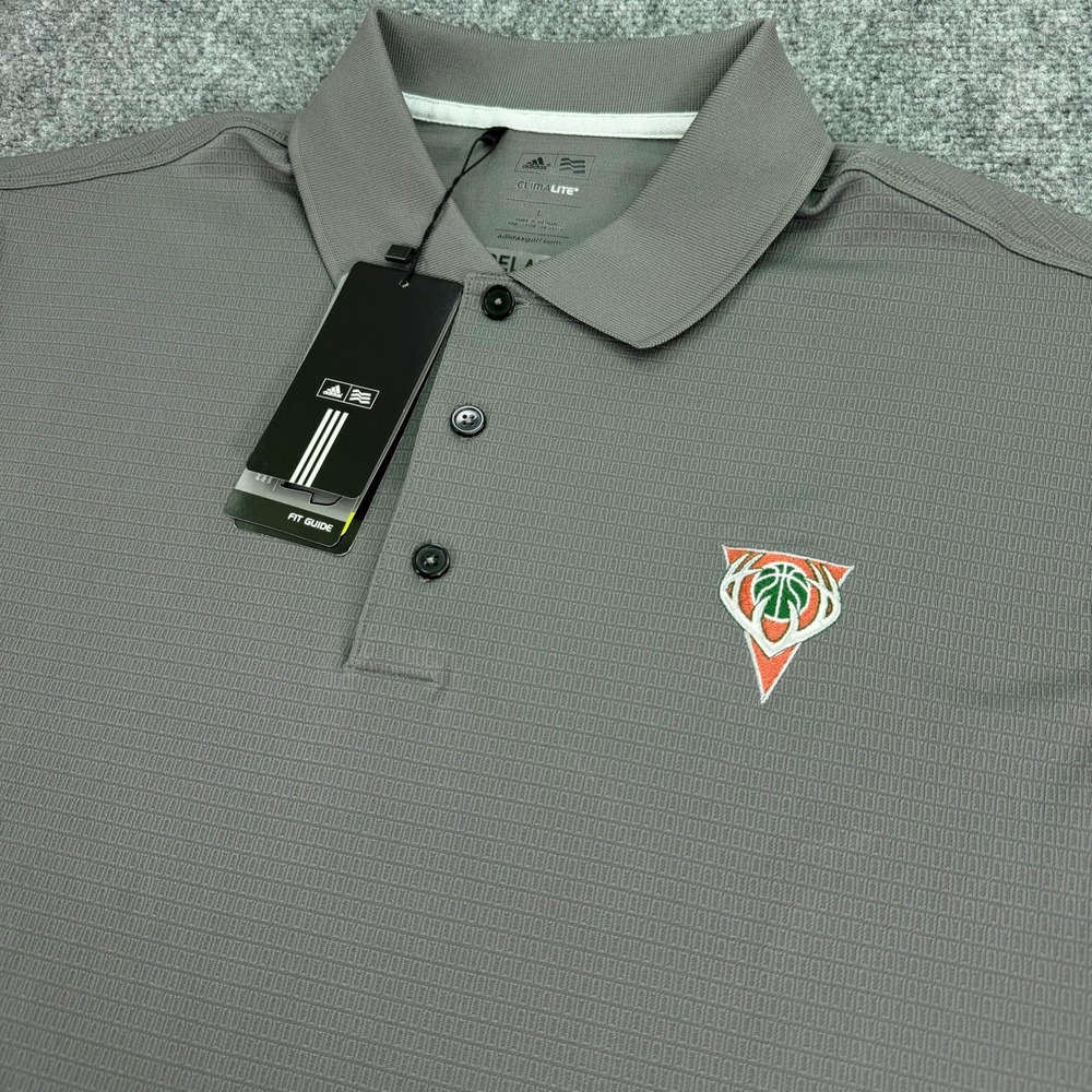 Milwaukee Bucks Adidas Polo Shirt Men's Large Krypton Grey NBA Golf Relaxed NWT